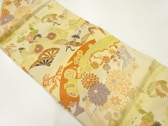 JAPANESE KIMONO / ANTIQUE NAGOYA OBI / WOVEN FLOWER & TRESURES